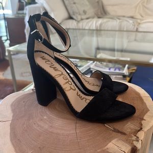 Sam Edelman Yaro Ankle Strap Sandal, Black Suede, Sz 6.5